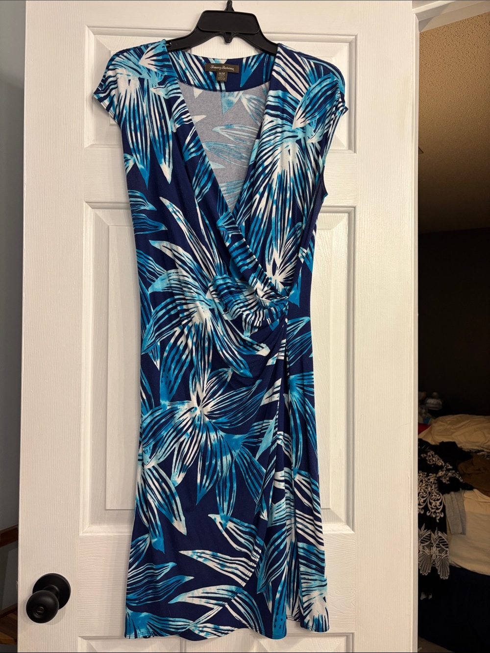 Tommy Bahama Blue & White Tropical mock Wrap Midi Dress
